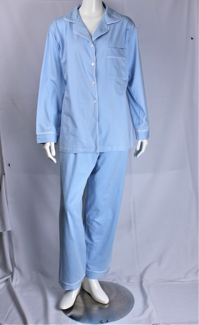 Cotton jersey piped winter pyjamas blue and white  Style :AL/ND-409 image 0